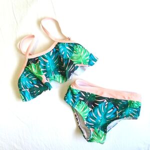 tropical palm print bikini 2 piece swimsuit 2T toddler girls